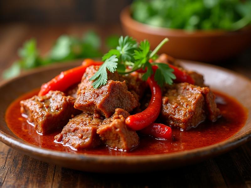 Slow-roasted pork in red chile sauce