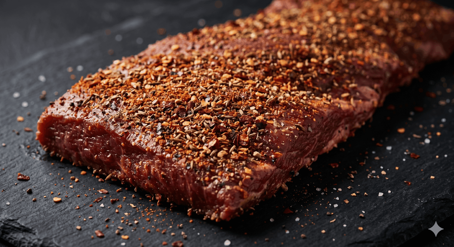 Seasoned beef with Mexican dry rub coating for carnicería and prepared meats programs