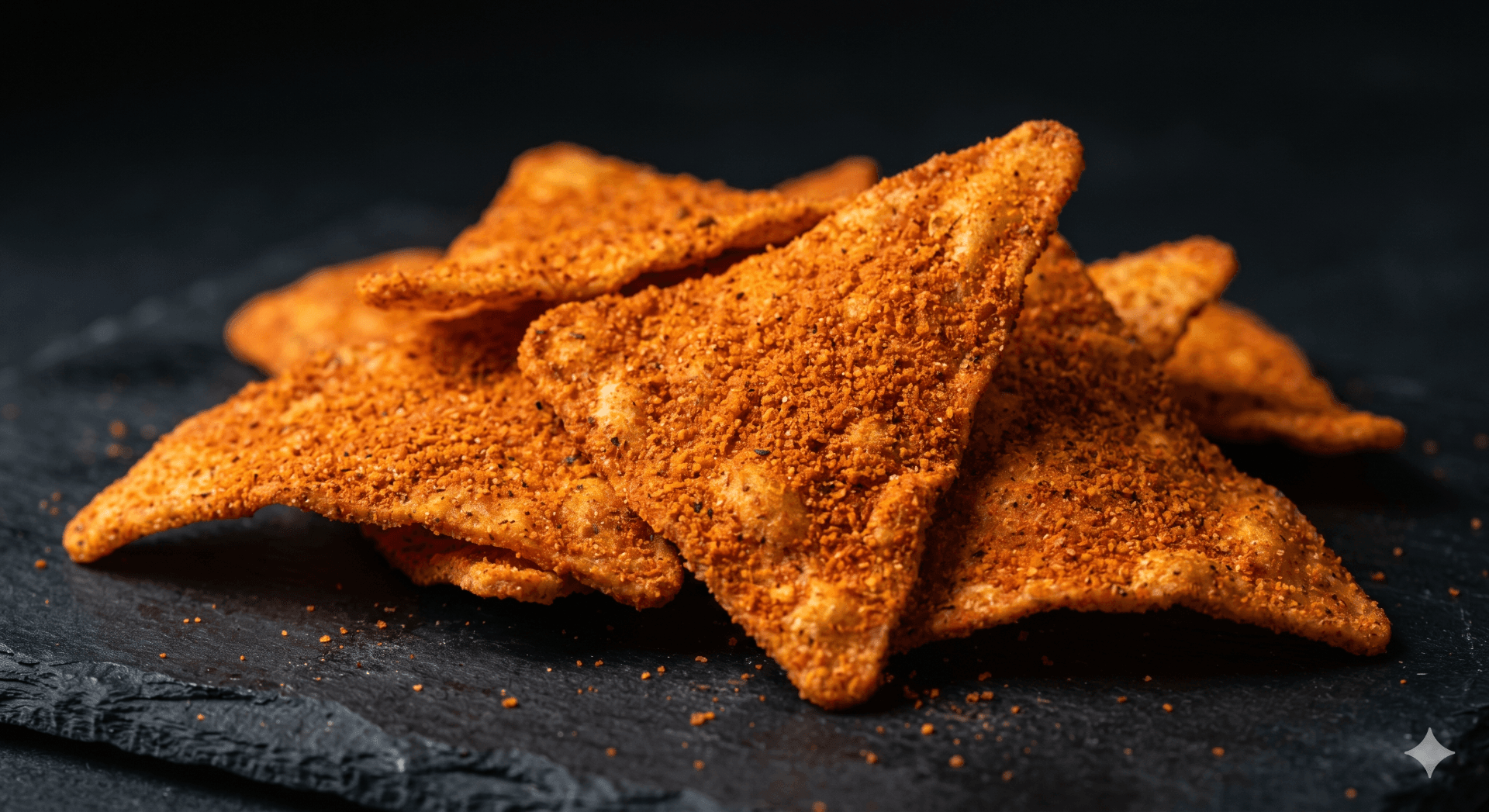 Seasoned tortilla chips with topical coating